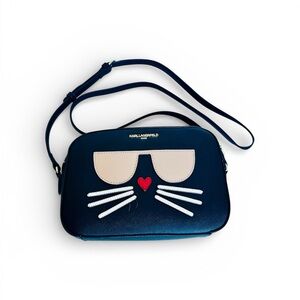Karl Lagerfeld Blue Cat Sunglasses Crossbody Bag